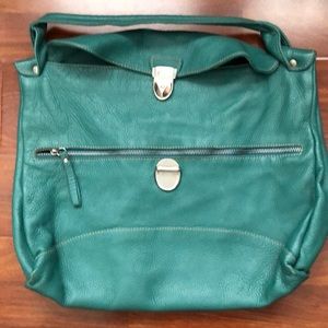 Leather turquoise handbag